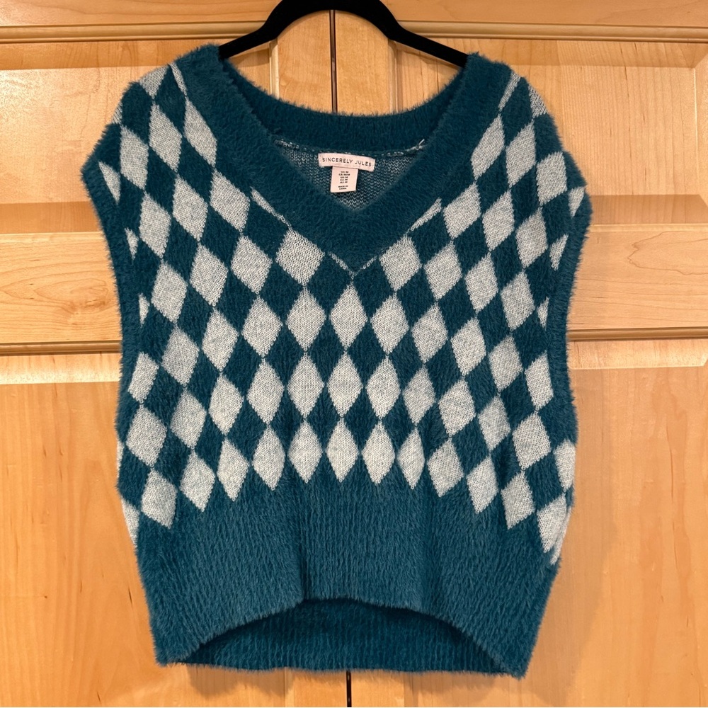 Sincerely Jules Blue and White V-Neck Sweater